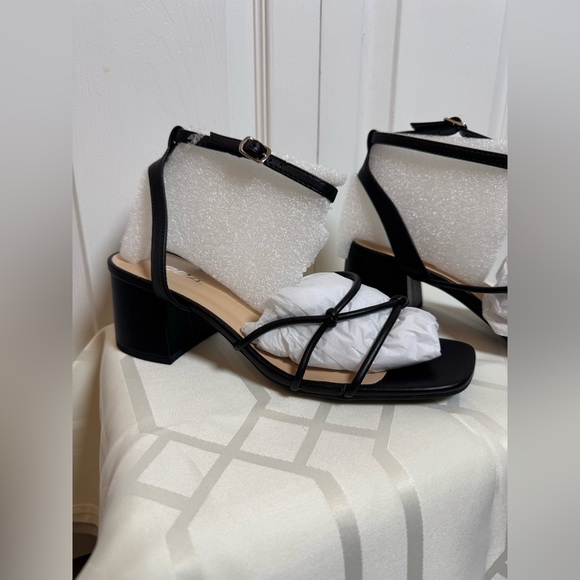 Soda Black Strappy Block Heels - Picture 3 of 9